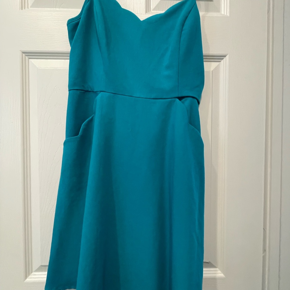 Market & Spruce One Shoulder Teal Dress